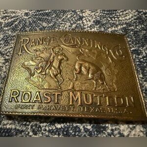 Range Canning “Roast Mutton” Vintage-Style Brass Buckle